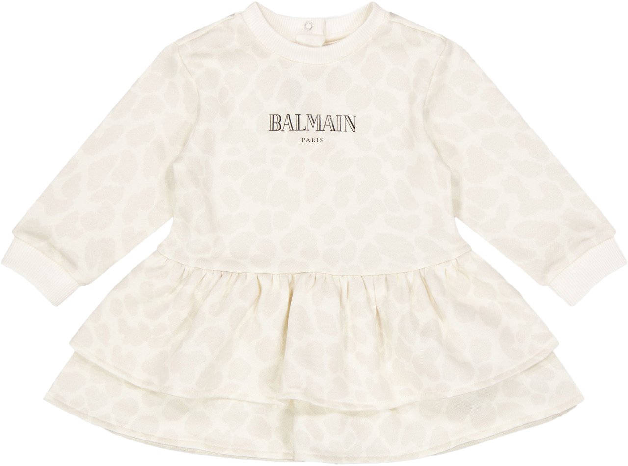 Balmain Balmain Baby Meisjes Jurk In Off White Wit