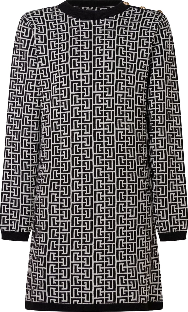 Balmain Abito in Maglia con Motivo Geometrico Zwart