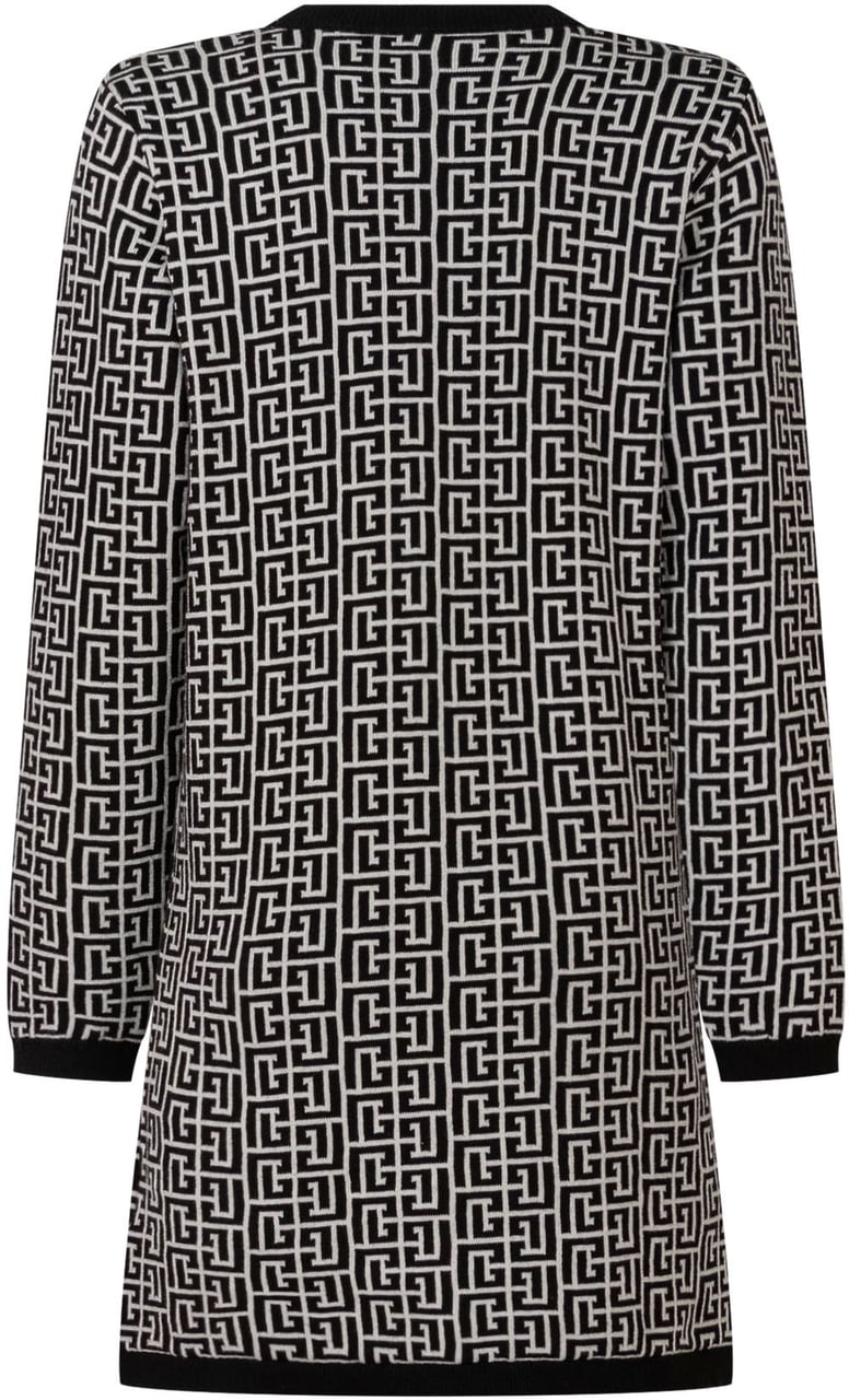Balmain Abito in Maglia con Motivo Geometrico Zwart