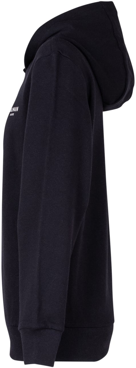 Balmain Felpa con Cappuccio e Logo Frontale Zwart