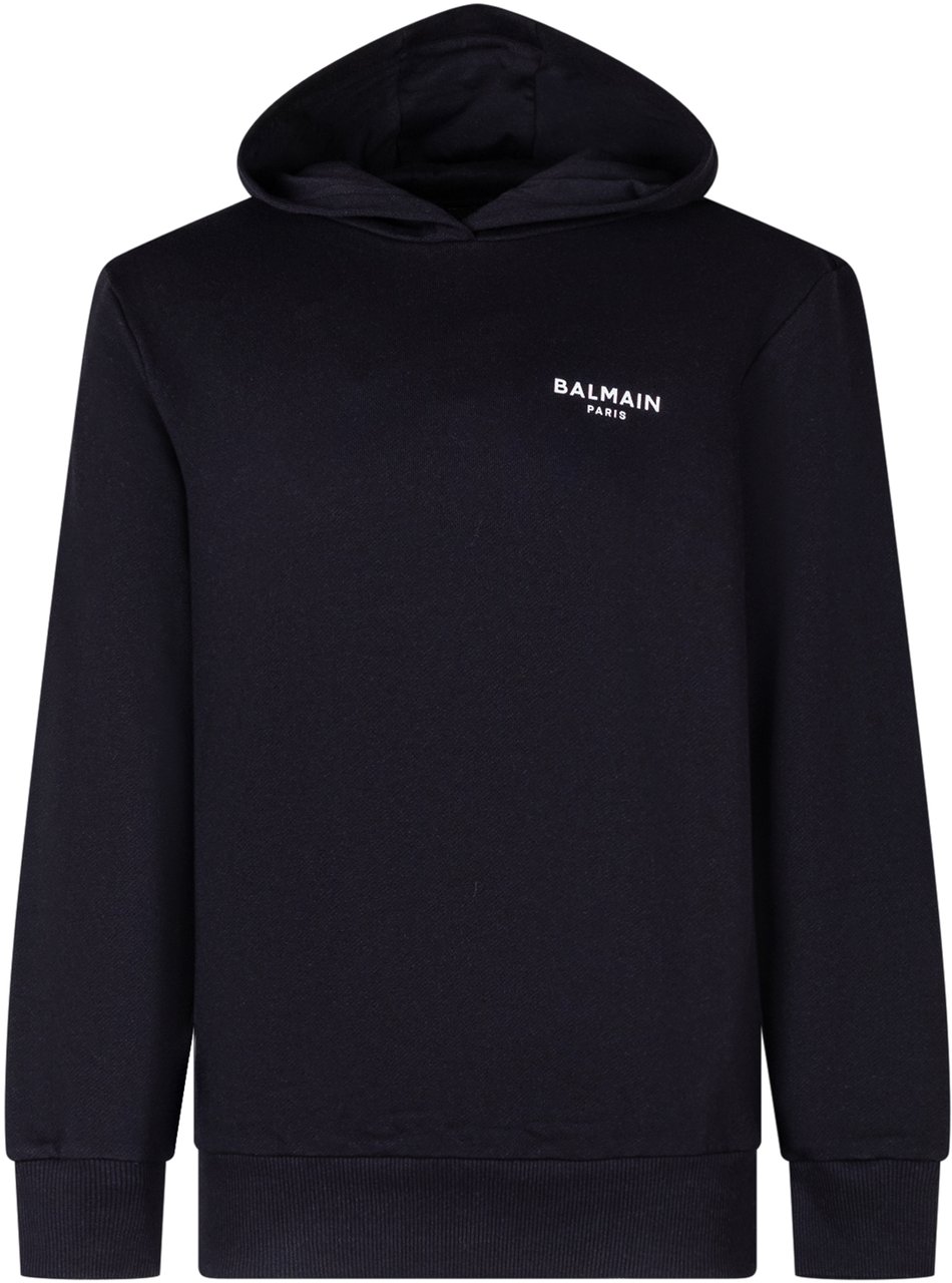 Balmain Felpa con Cappuccio e Logo Frontale Zwart