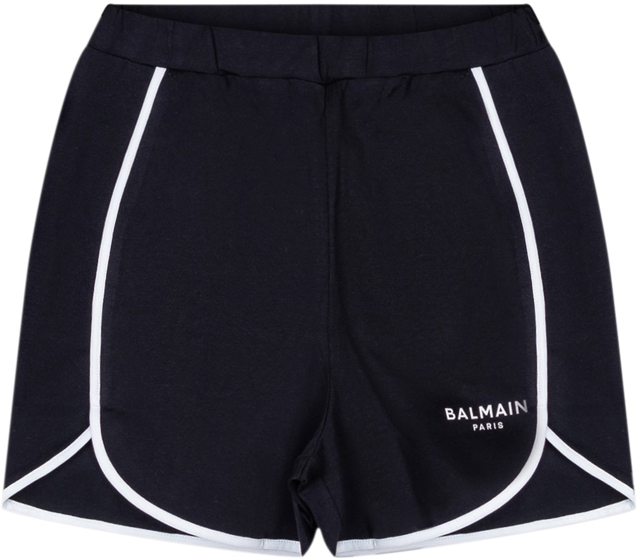 Balmain Short in Jersey con Logo Frontale Zwart