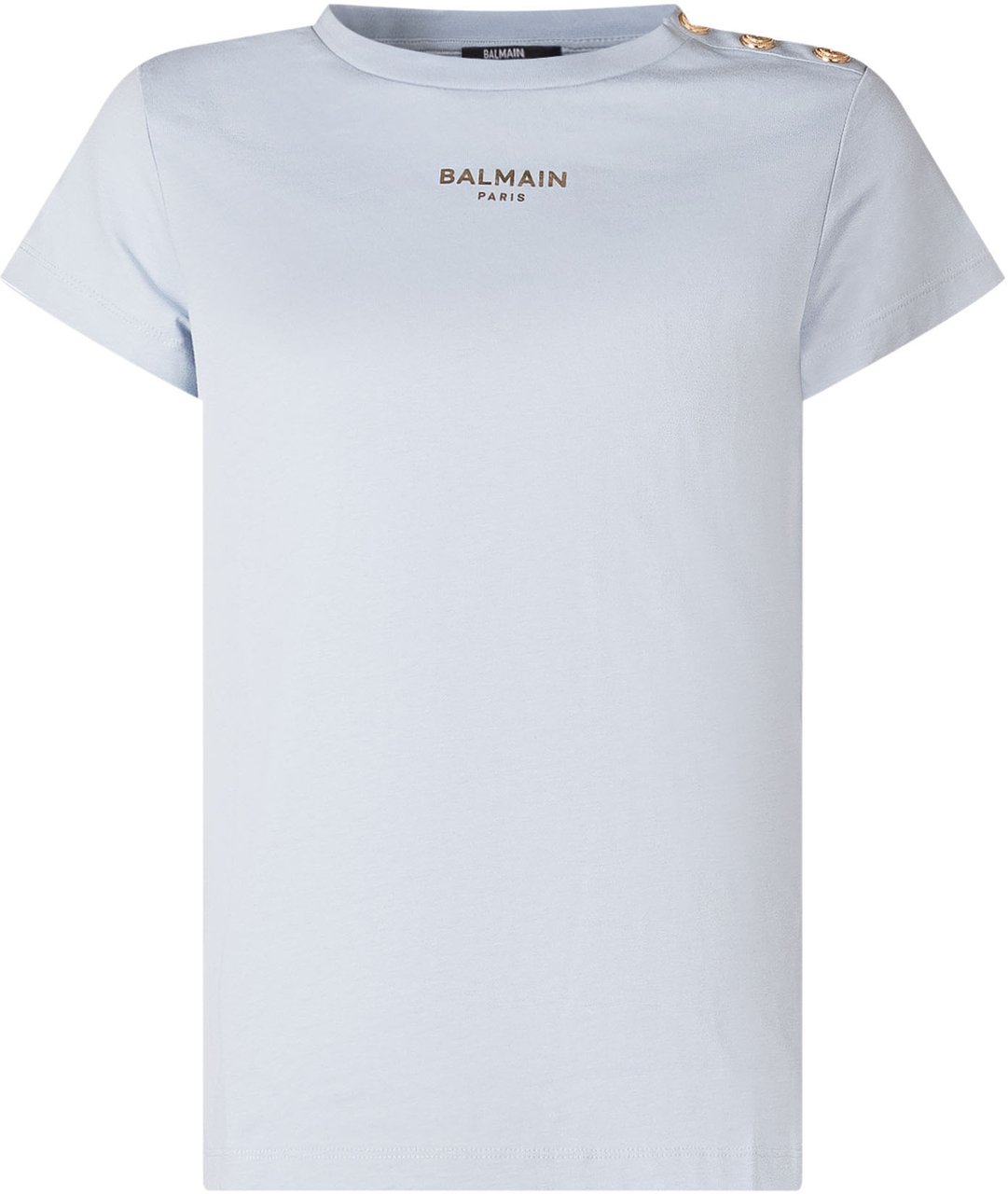 Balmain T-shirt con Logo e Bottoni Spalla Lichtblauw
