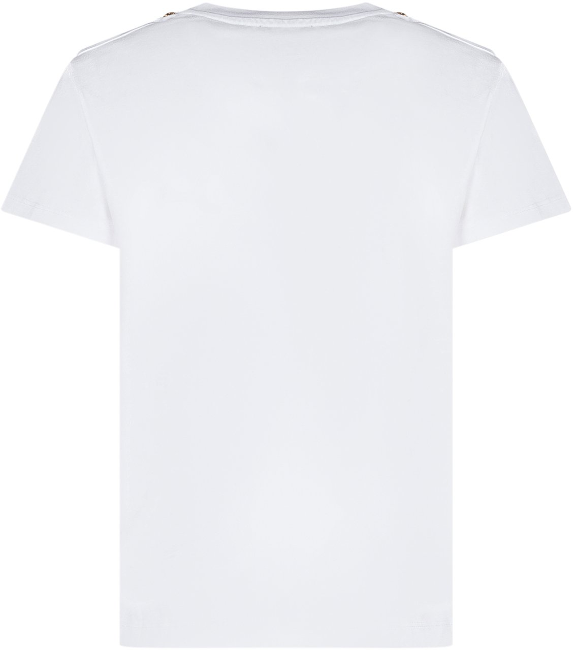 Balmain T-shirt con Logo Frontale e Bottoni su Spalle Wit