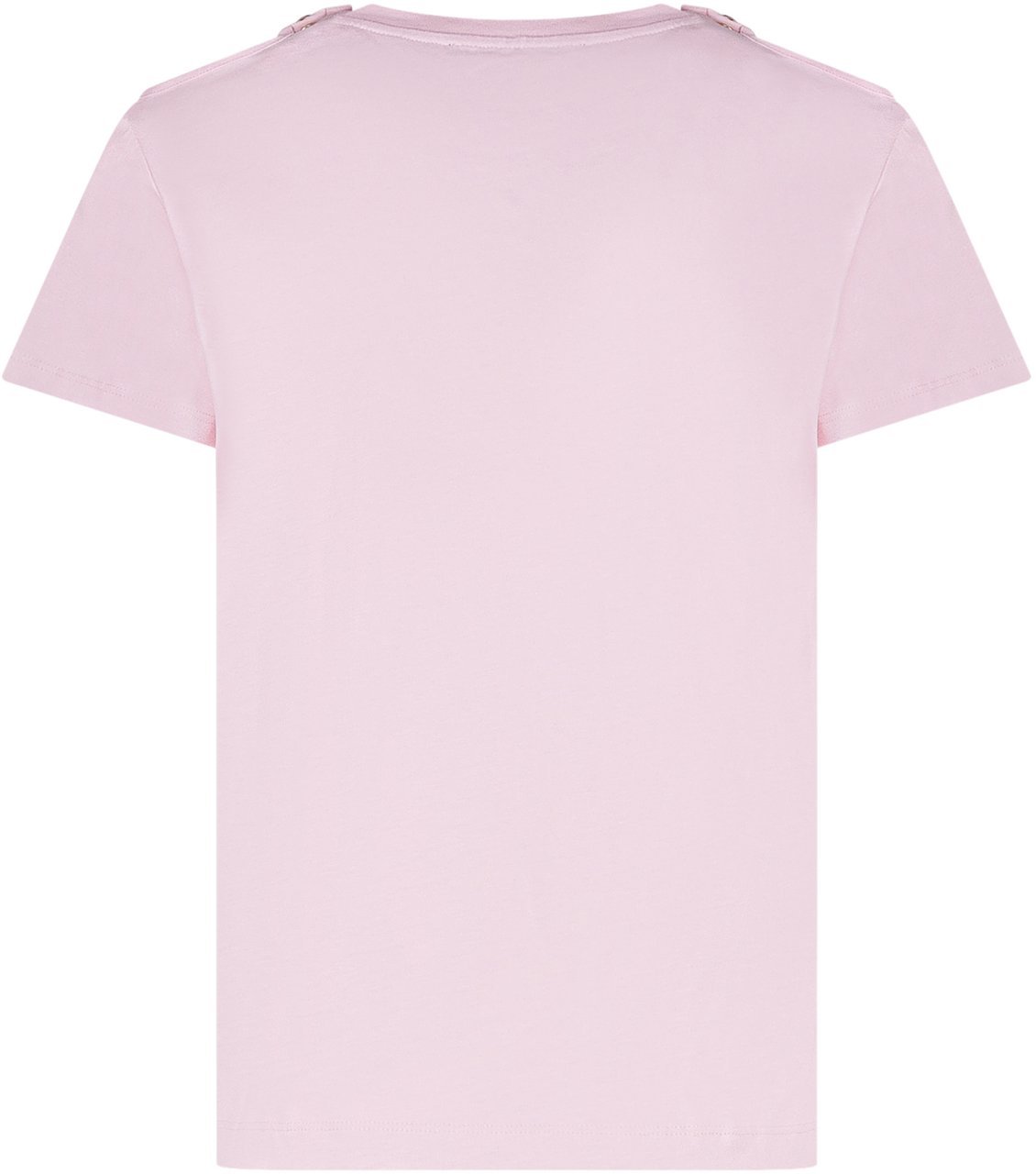 Balmain T-shirt con Logo Frontale e Bottoni su Spalle Roze
