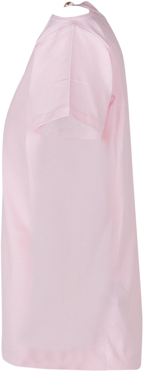 Balmain T-shirt con Logo Frontale e Bottoni su Spalle Roze