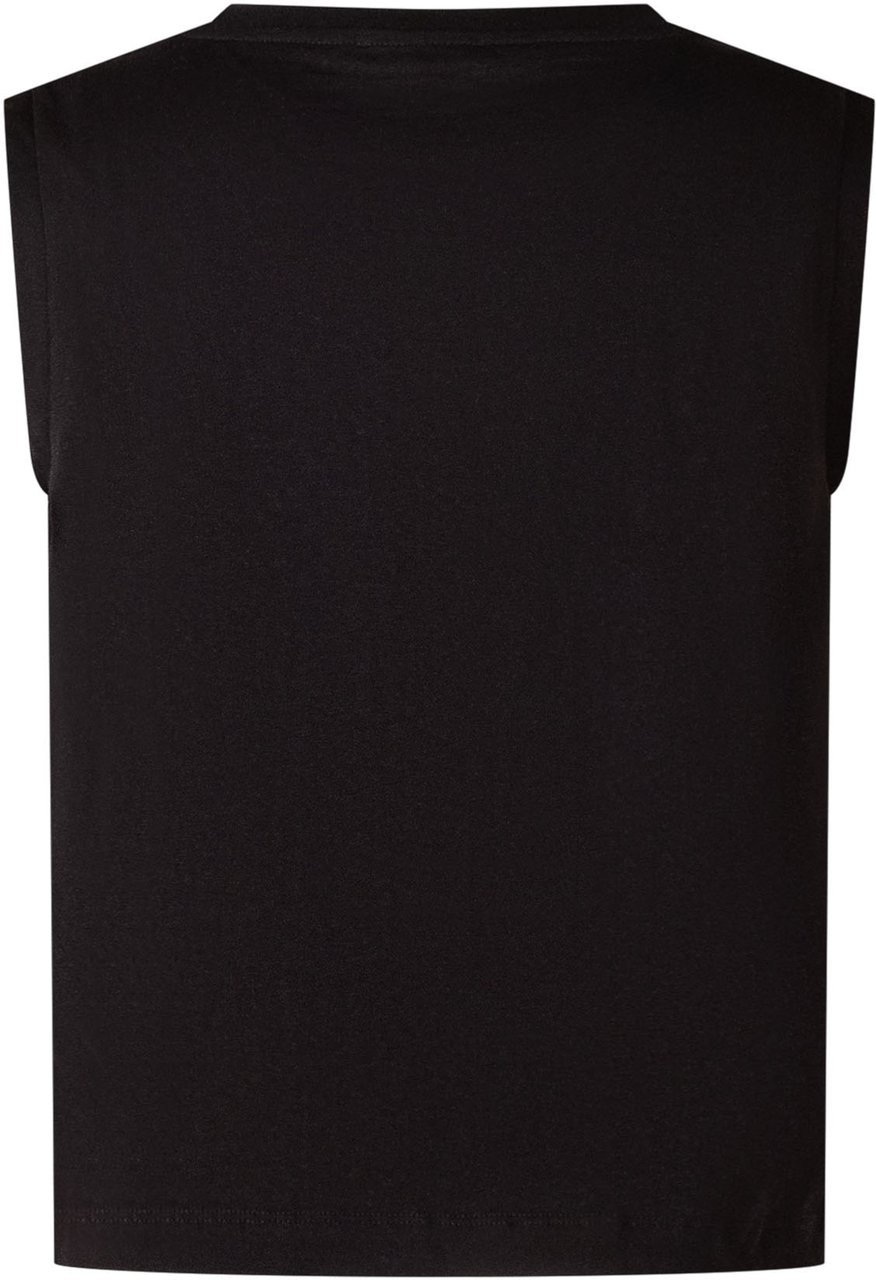 Balmain T-shirt Senza Maniche con Applicazione Zwart