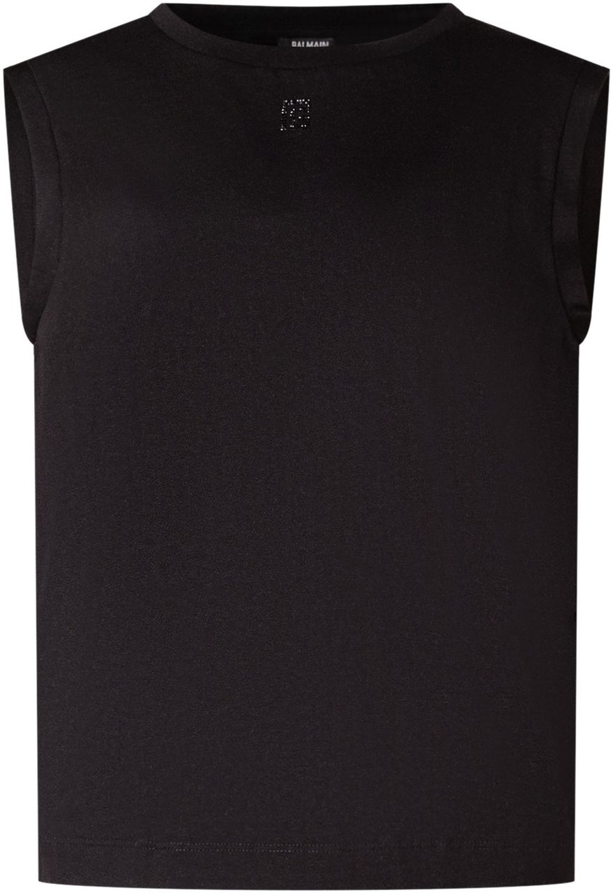 Balmain T-shirt Senza Maniche con Applicazione Zwart
