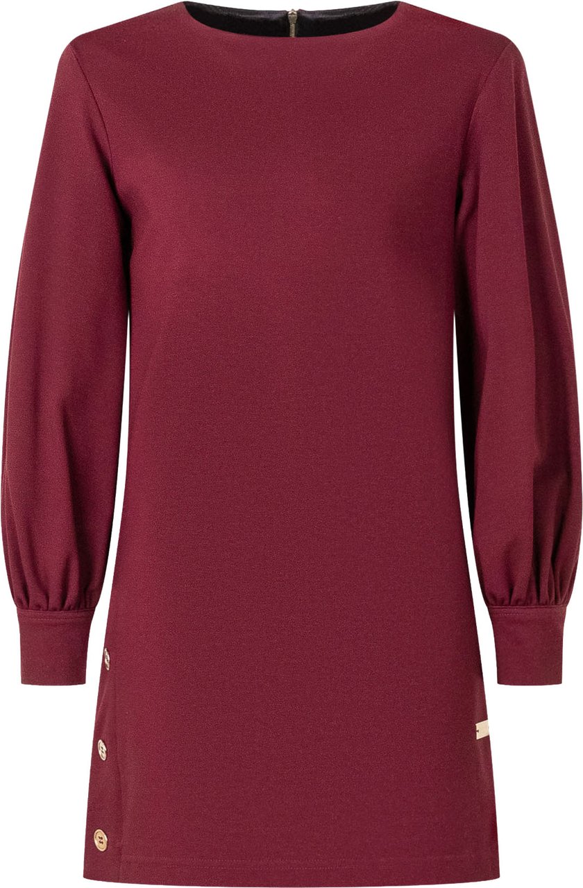 Balmain Abito Corto con Maniche Arricciate Maroon