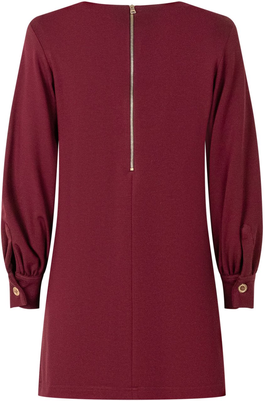 Balmain Abito Corto con Maniche Arricciate Maroon