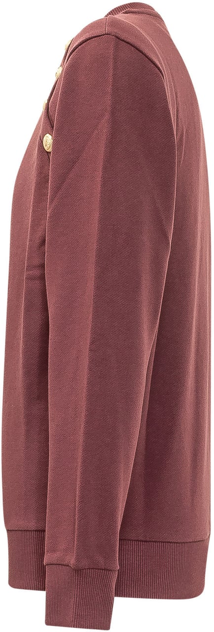 Balmain Felpa Girocollo con Bottoni sulla Spalla Rood