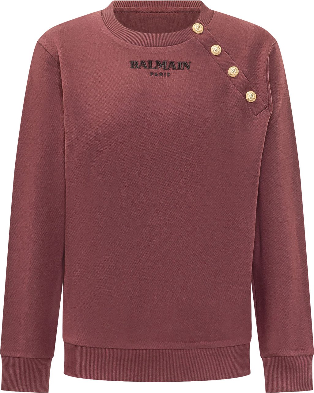 Balmain Felpa Girocollo con Bottoni sulla Spalla Rood