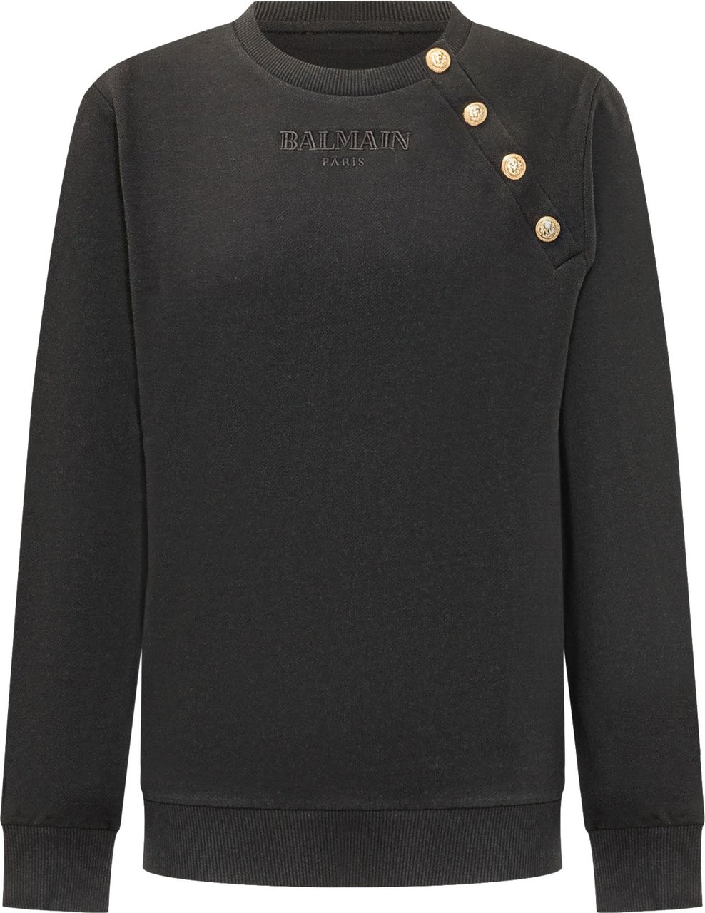 Balmain Felpa Girocollo con Bottoni sulla Spalla Donkergrijs