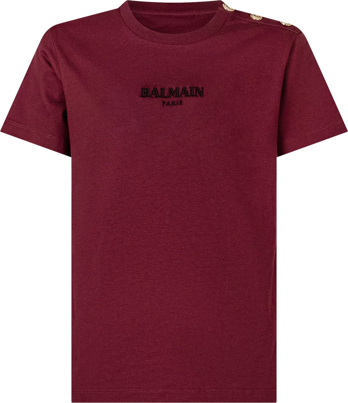 Balmain T-shirt con Chiusura sulla Spalla Maroon