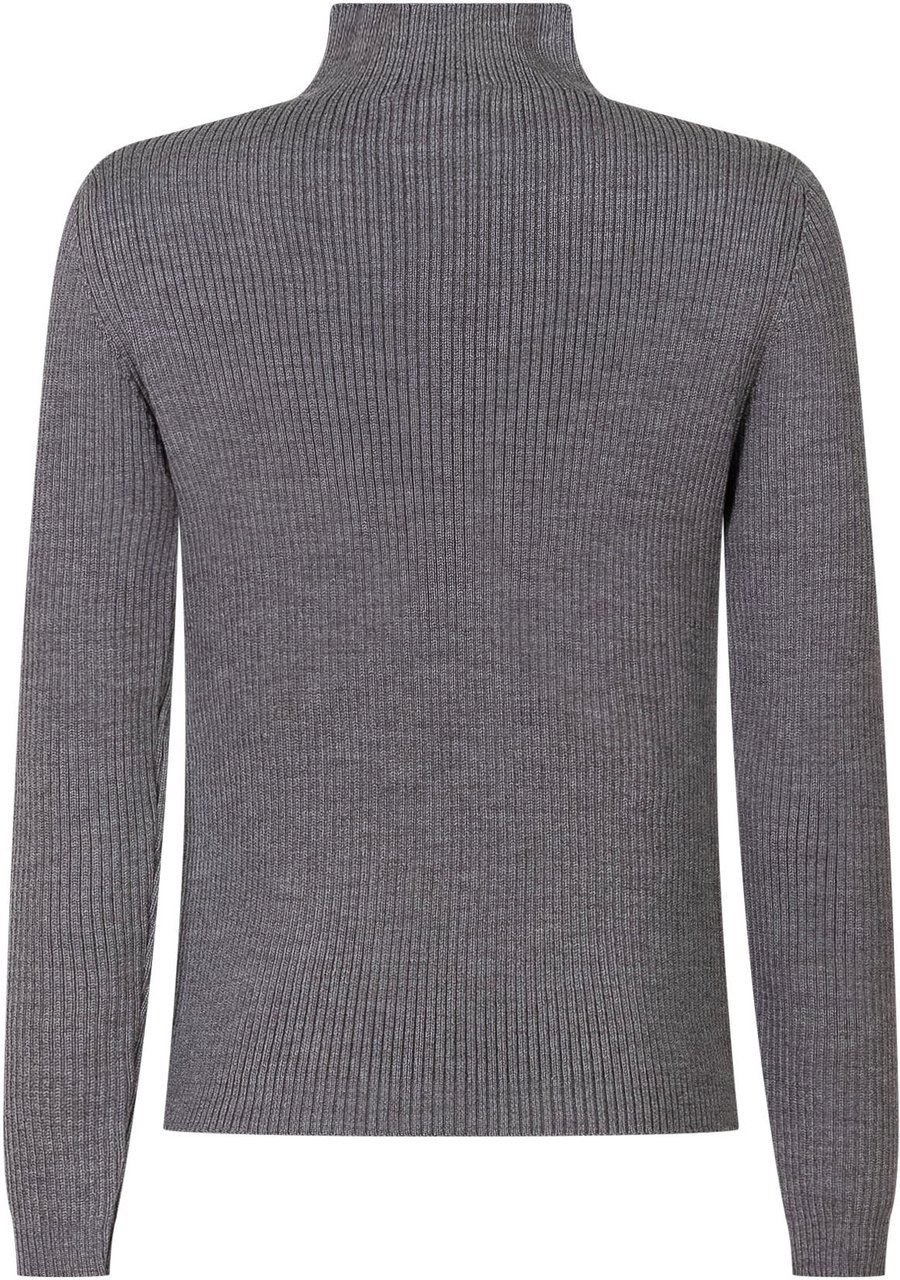 Balmain Maglia a Coste con Collo Alto Grijs