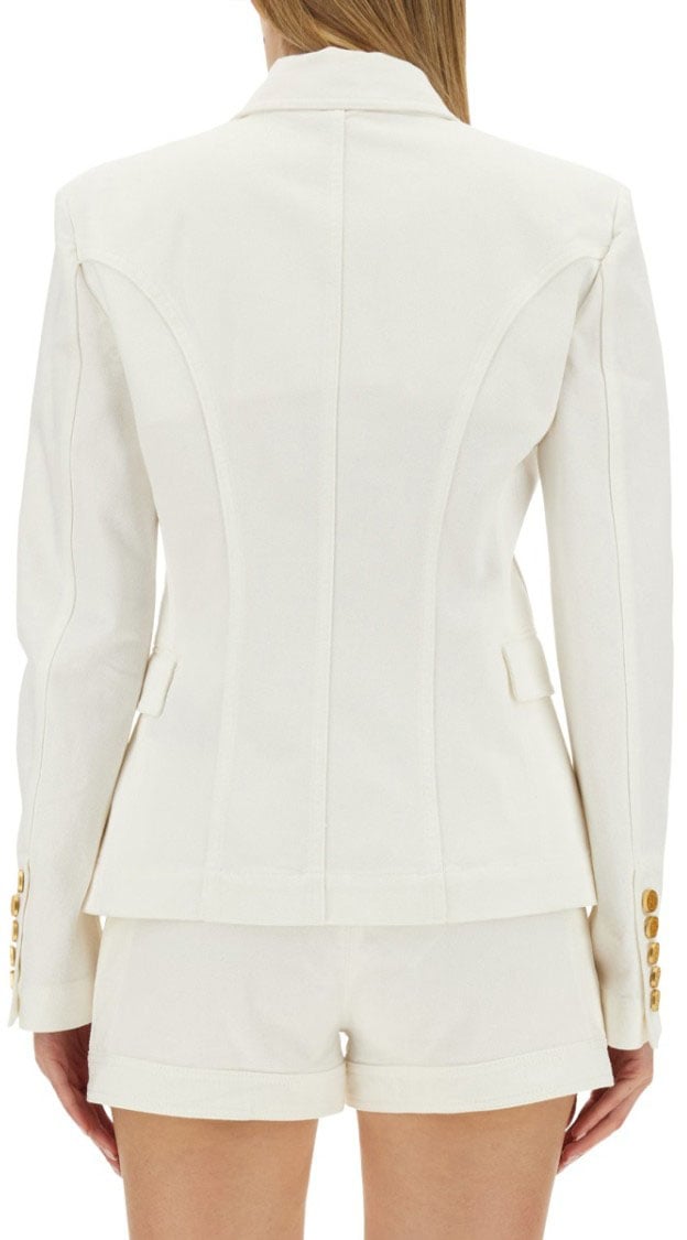 Balmain Double-Breasted Six-Button Jacket Wit