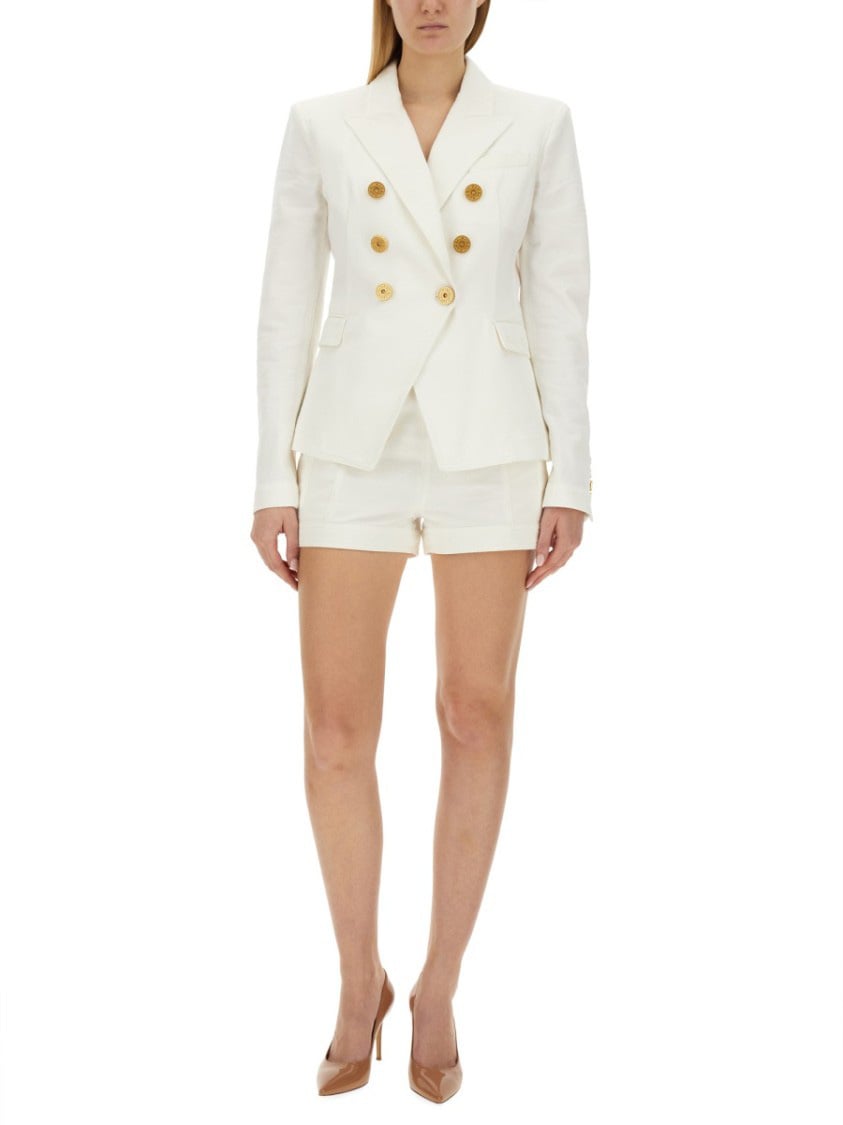 Balmain Double-Breasted Six-Button Jacket Wit