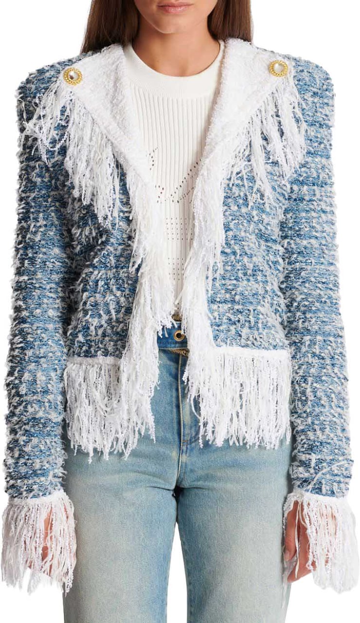 Balmain Jackets Light Blue/White Lichtblauw