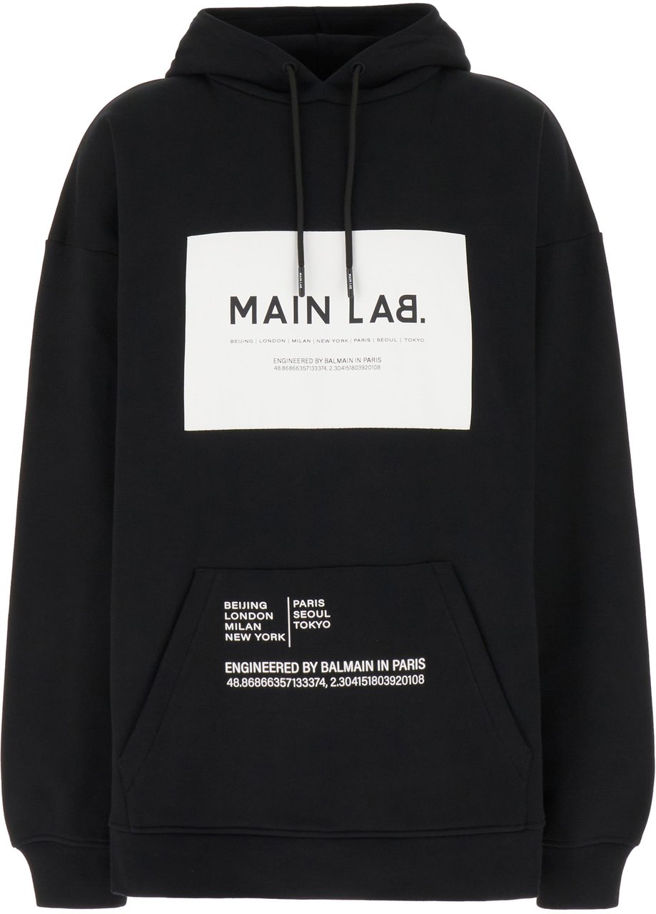 Balmain Balmain Black cotton oversize sweatshirt Zwart