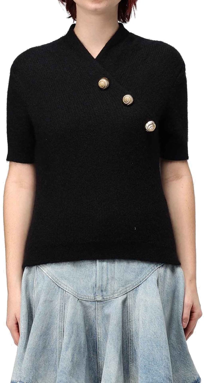Balmain Balmain Wool Blend Top Zwart