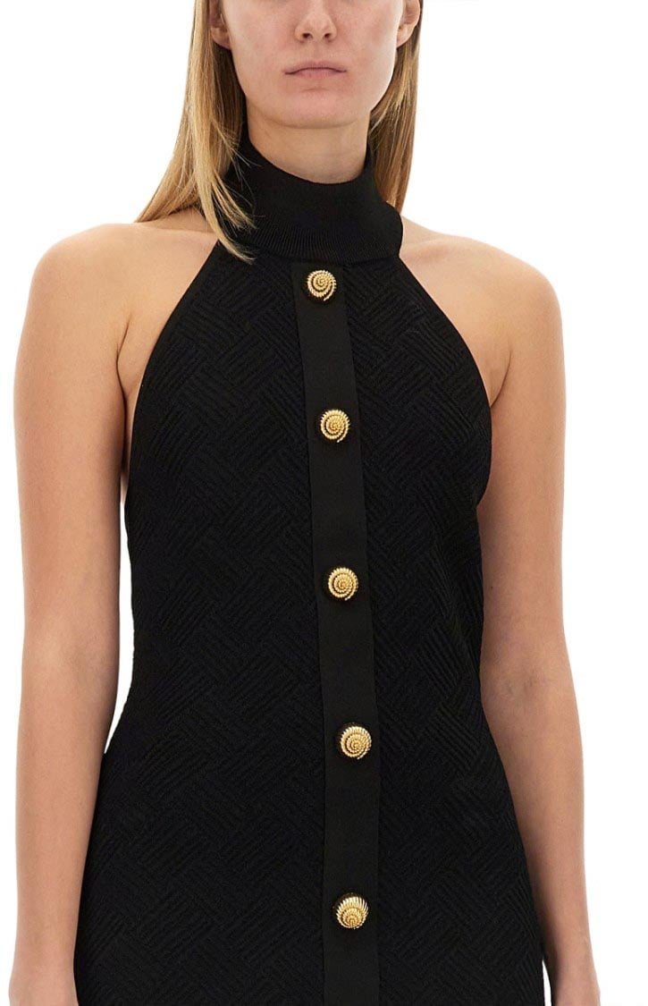 Balmain Mini "Vichy" Dress Zwart