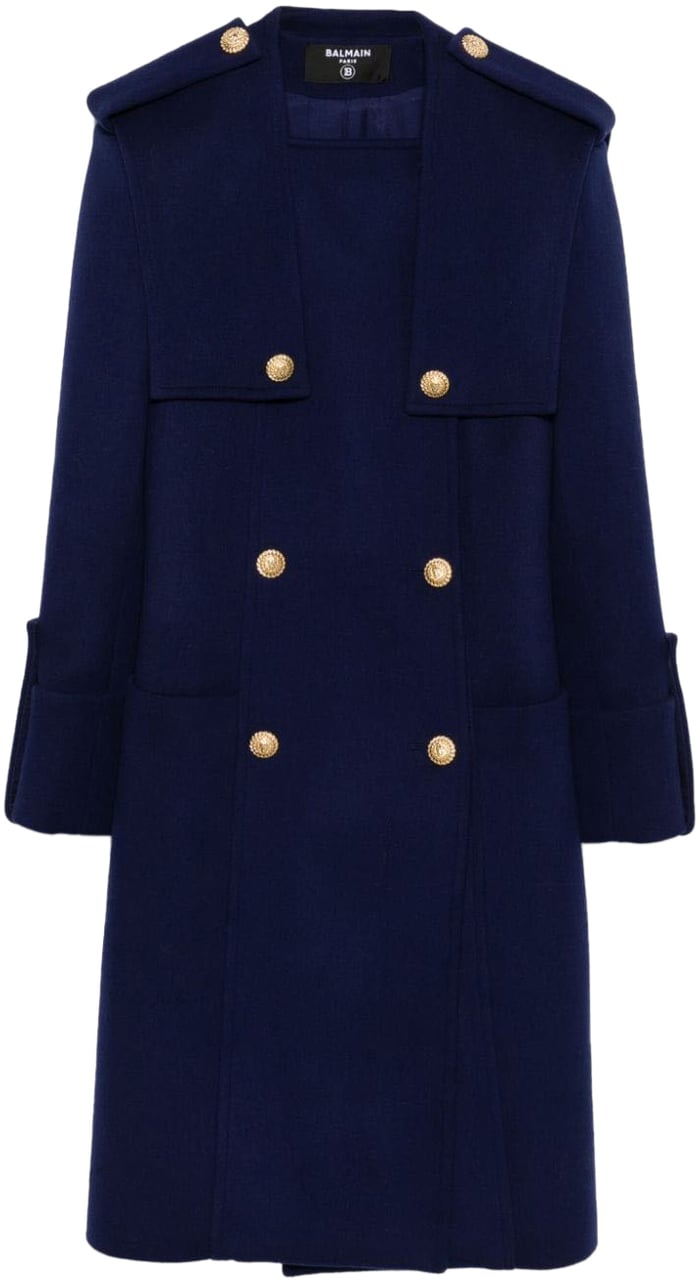 Balmain Coats Blue Blauw