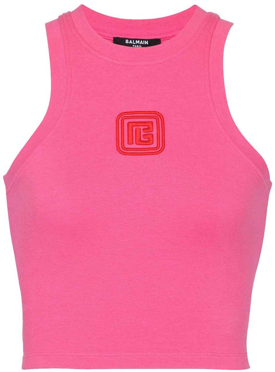 Balmain Balmain Cropped Tank Top Roze