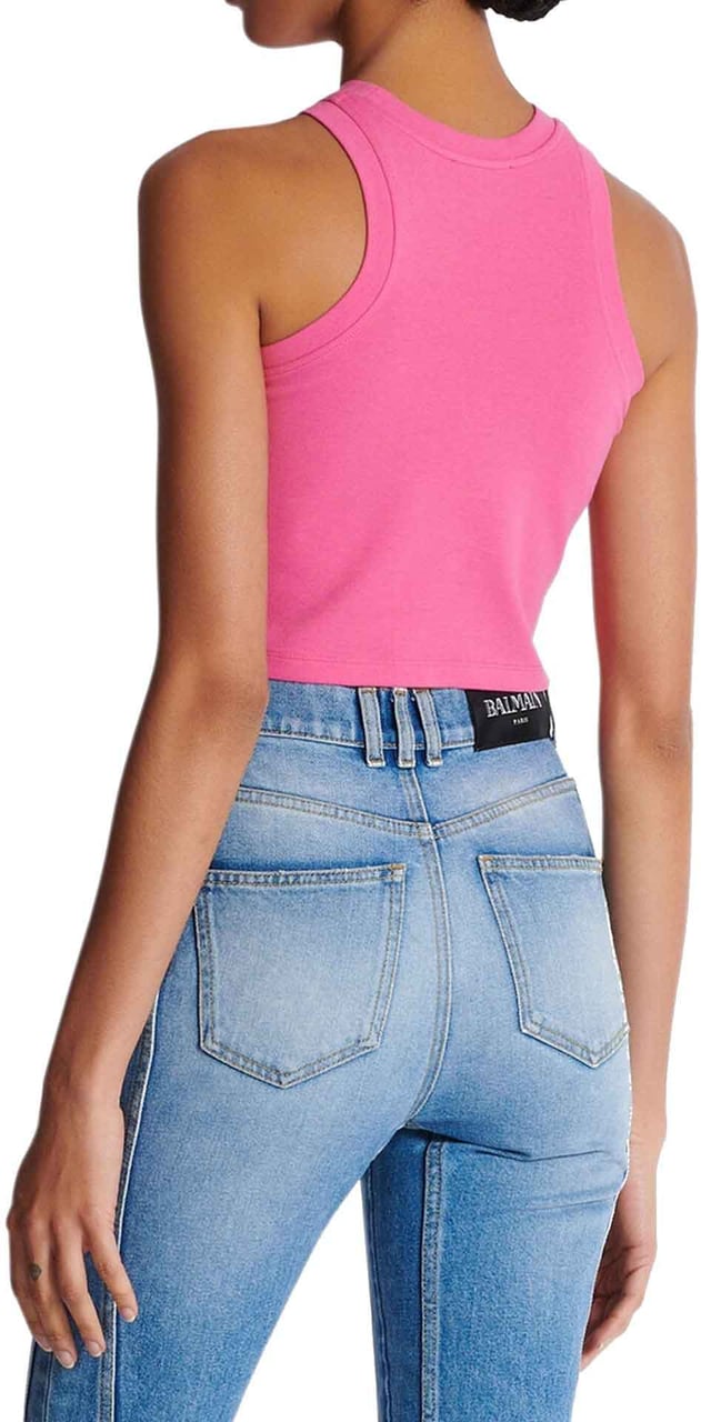 Balmain Balmain Cropped Tank Top Roze