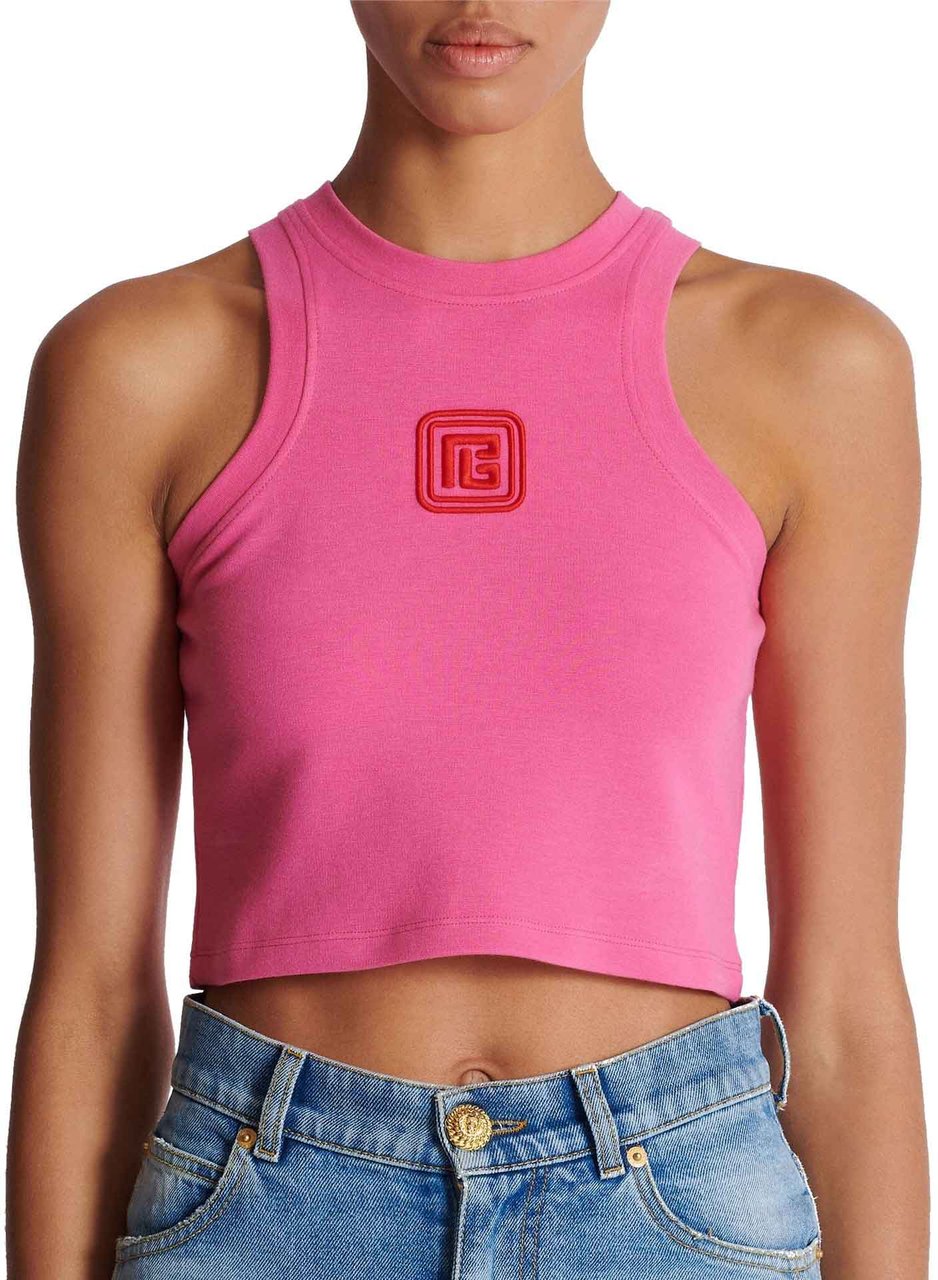 Balmain Balmain Cropped Tank Top Roze