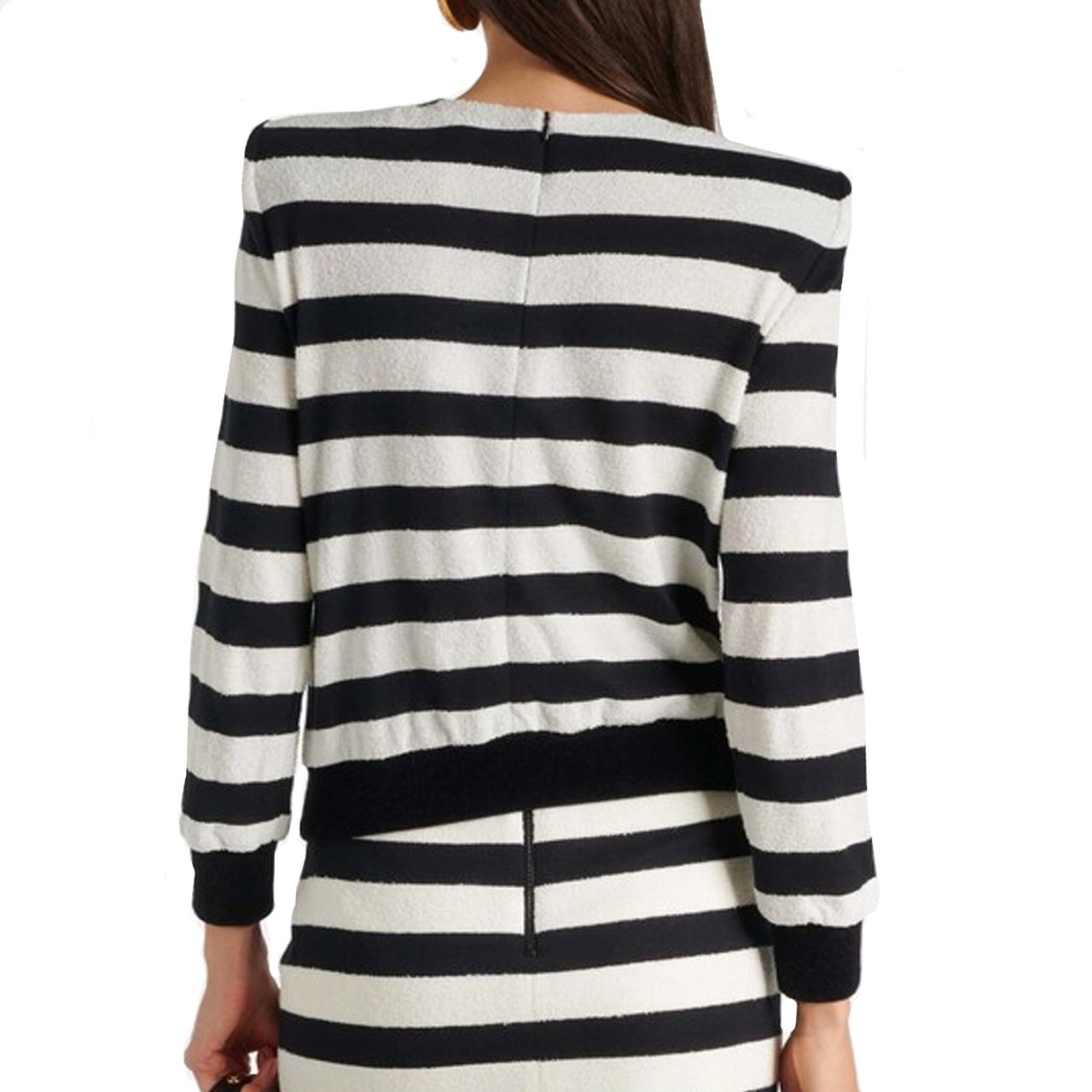 Balmain Balmain Striped Jersey Top Zwart
