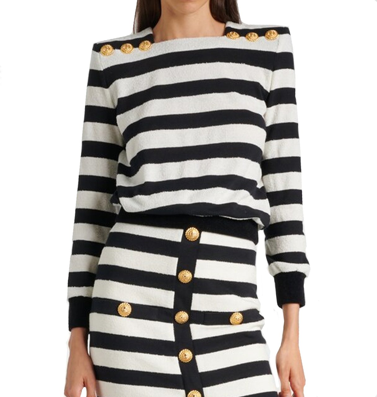 Balmain Balmain Striped Jersey Top Zwart