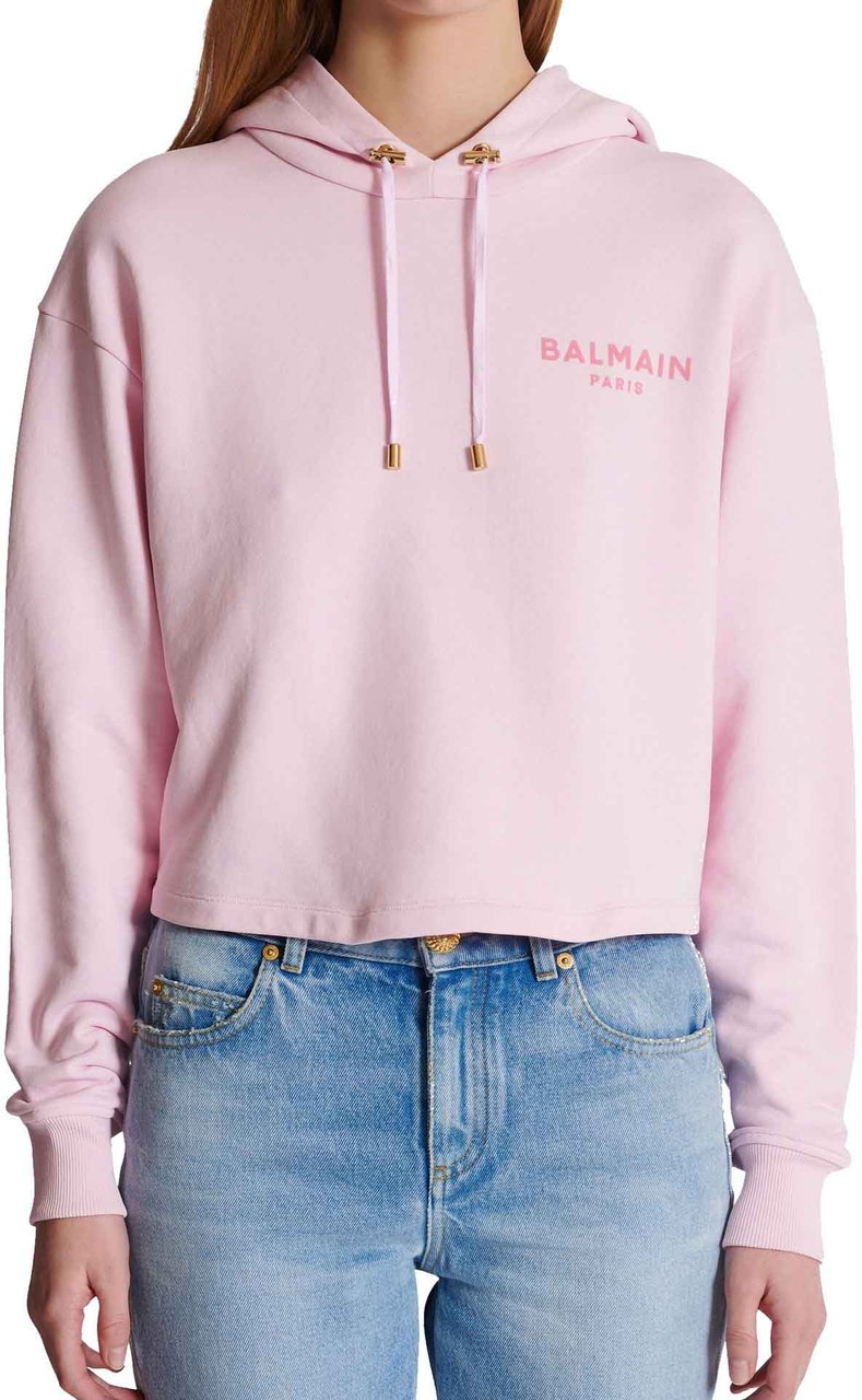 Balmain Balmain Flocked Paris Sweatshirt Roze