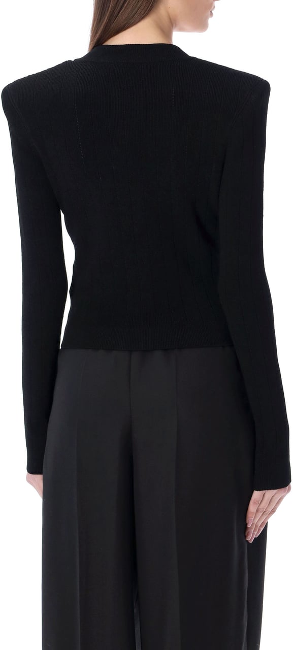 Balmain Classic V Neck Cardigan Nero Zwart