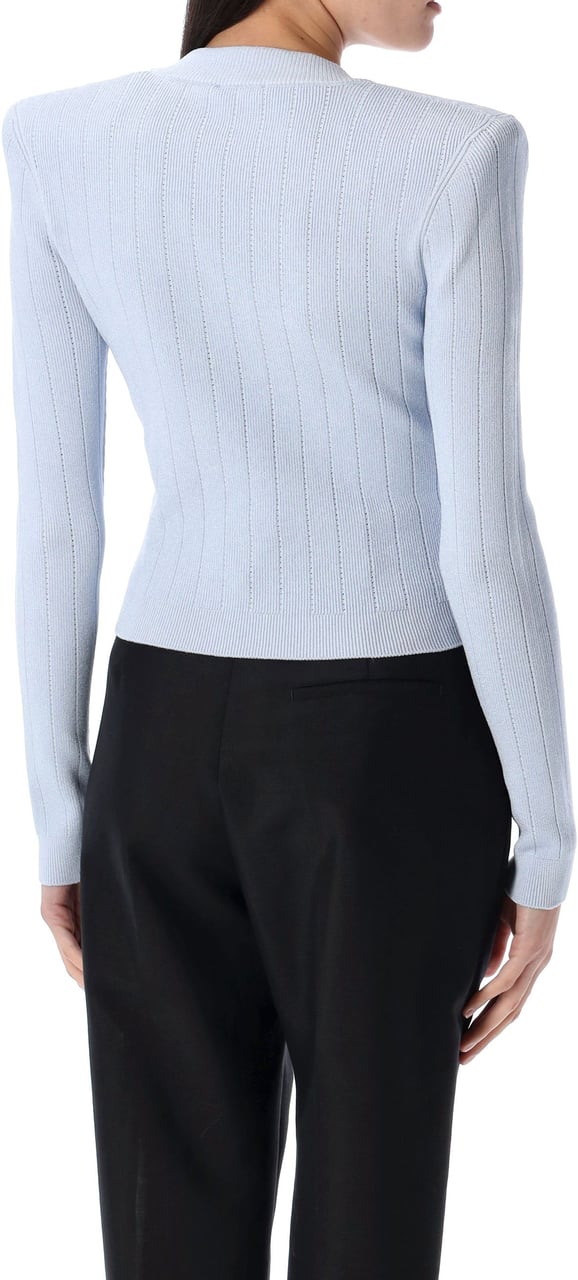 Balmain Gold buttons knit cardigan Blauw