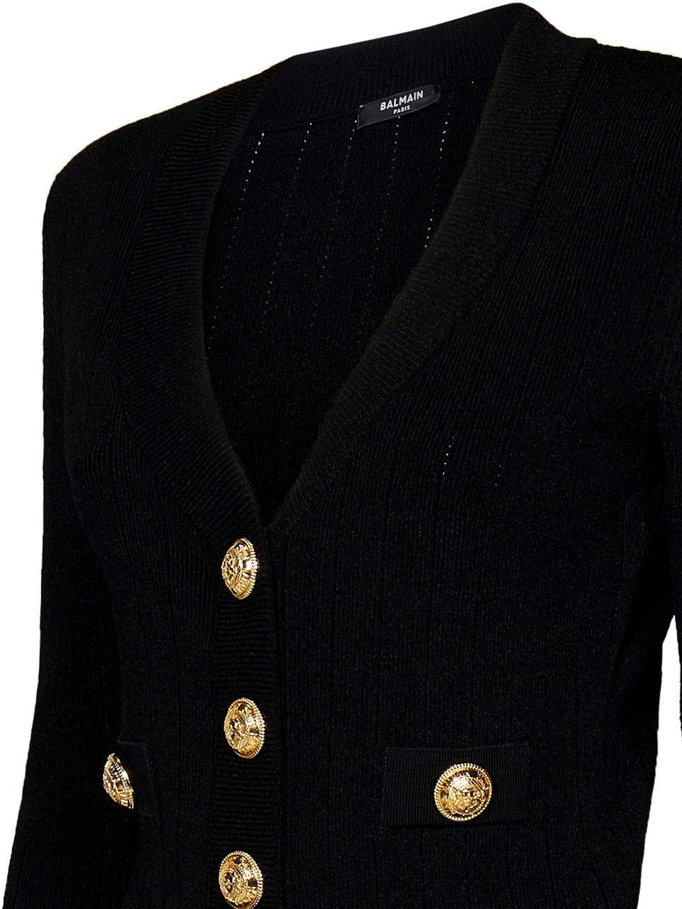 Balmain Gold buttons knit cardigan Zwart