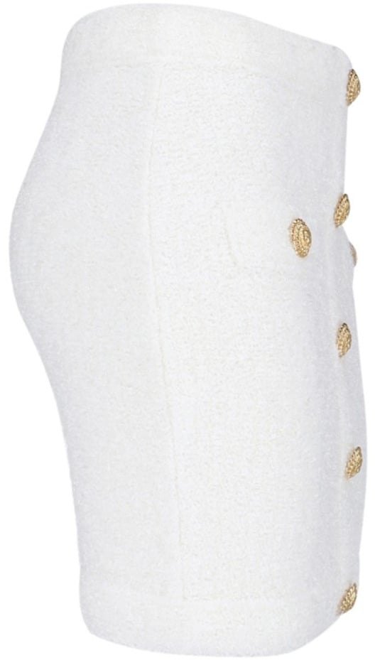 Balmain Mini Button Skirt – White Wit