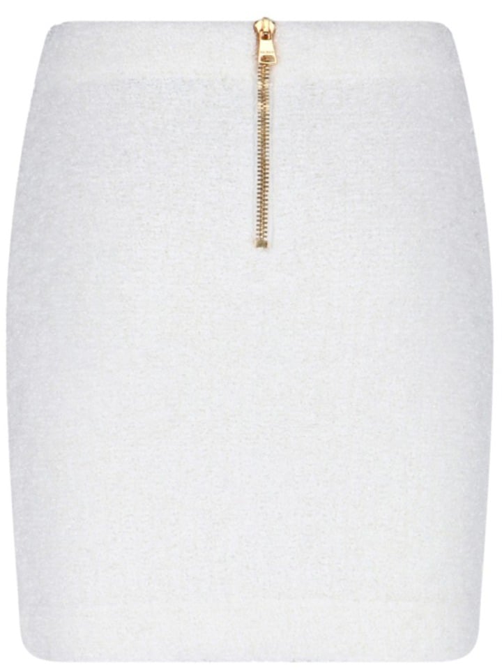 Balmain Mini Button Skirt – White Wit