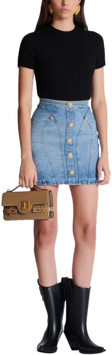 Balmain Skirts Light Blue Jeans Blauw