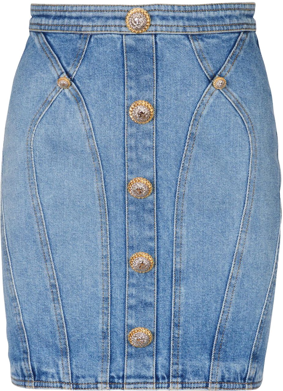 Balmain Skirts Light Blue Jeans Blauw