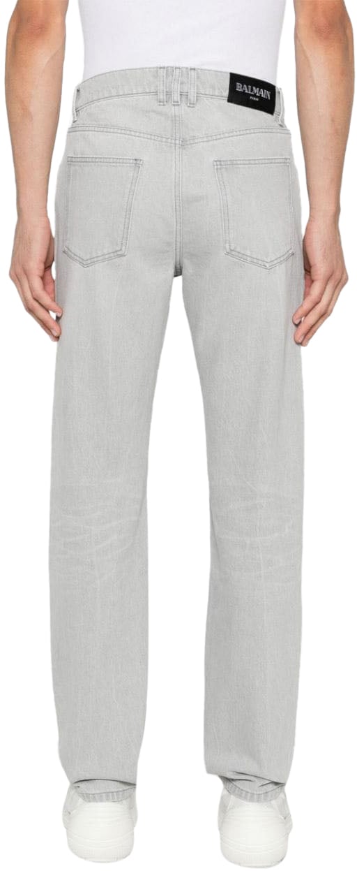 Balmain Trousers Washed Light Grey Grijs