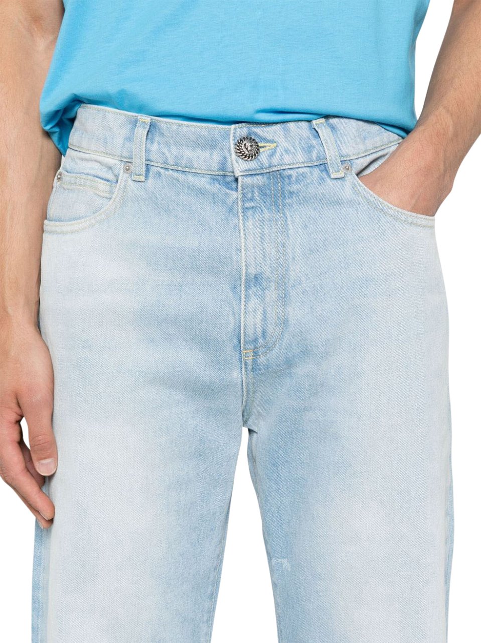 Balmain Trousers Blue Denim Blauw