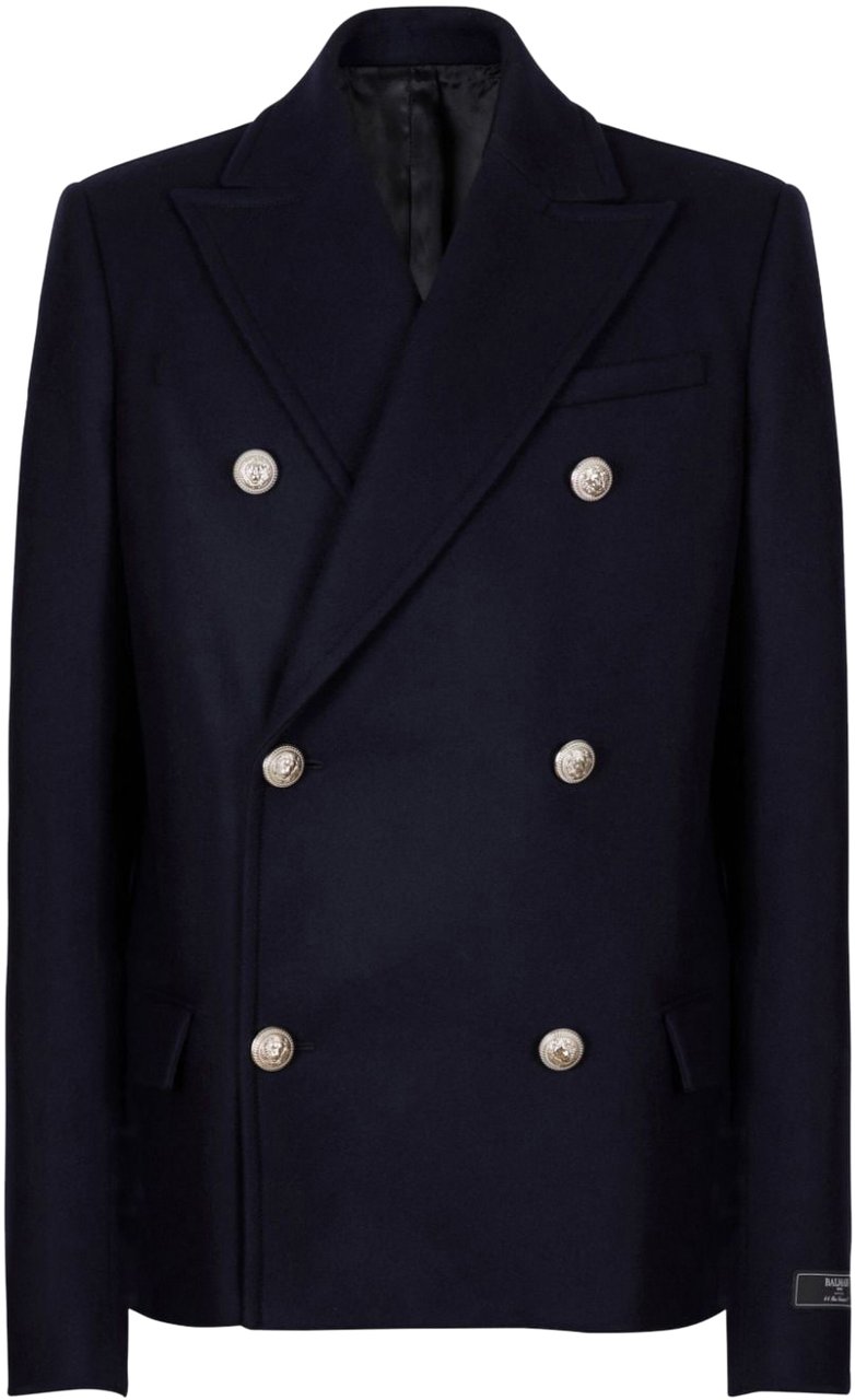 Balmain Coats Blue Blauw
