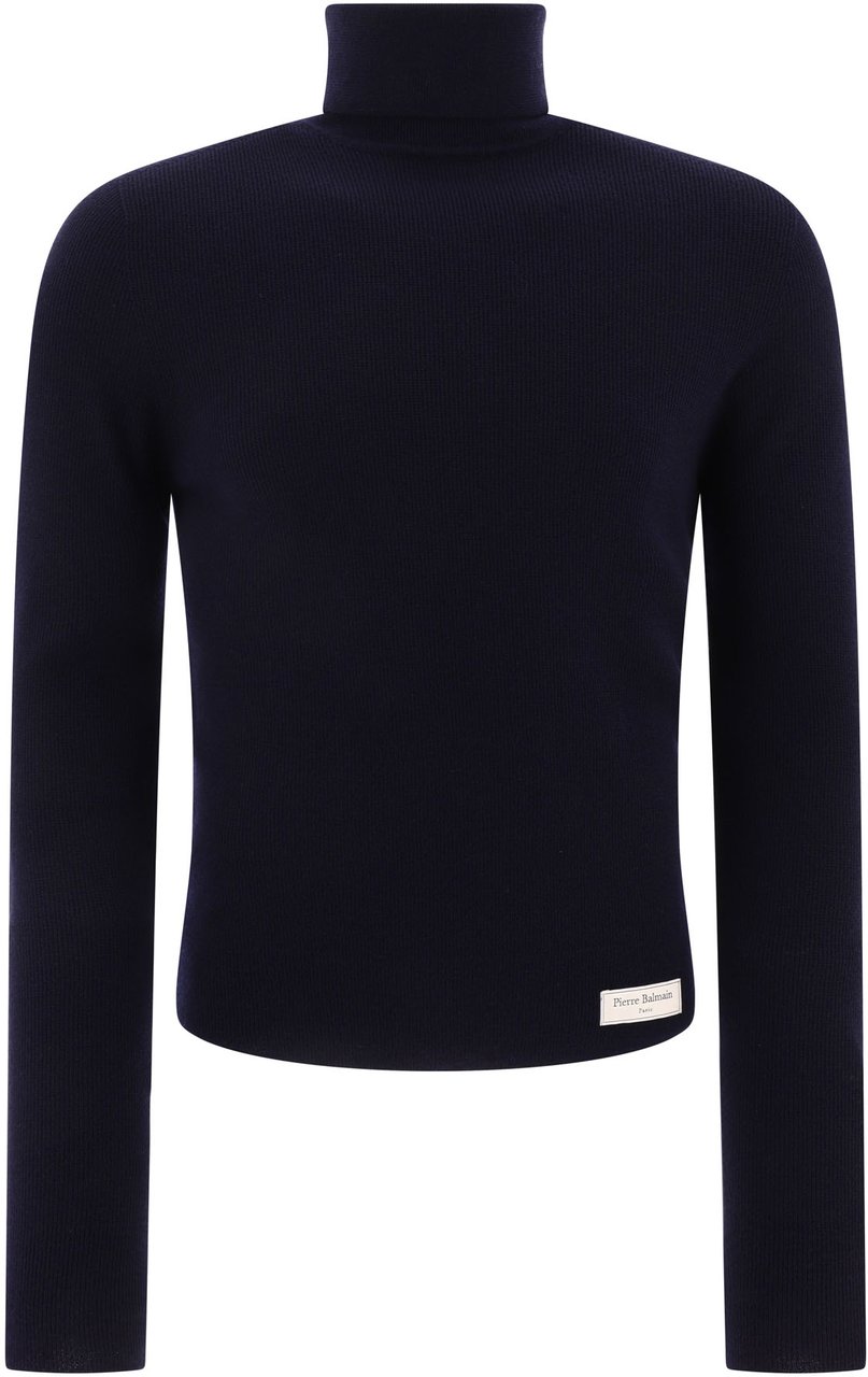 Balmain Sweater with patch logo Blauw