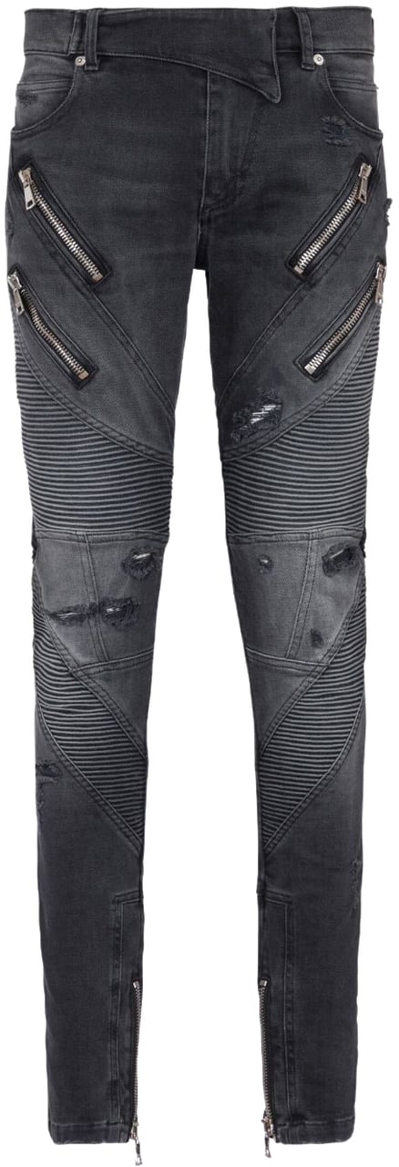 Balmain Trousers Washed Black Zwart