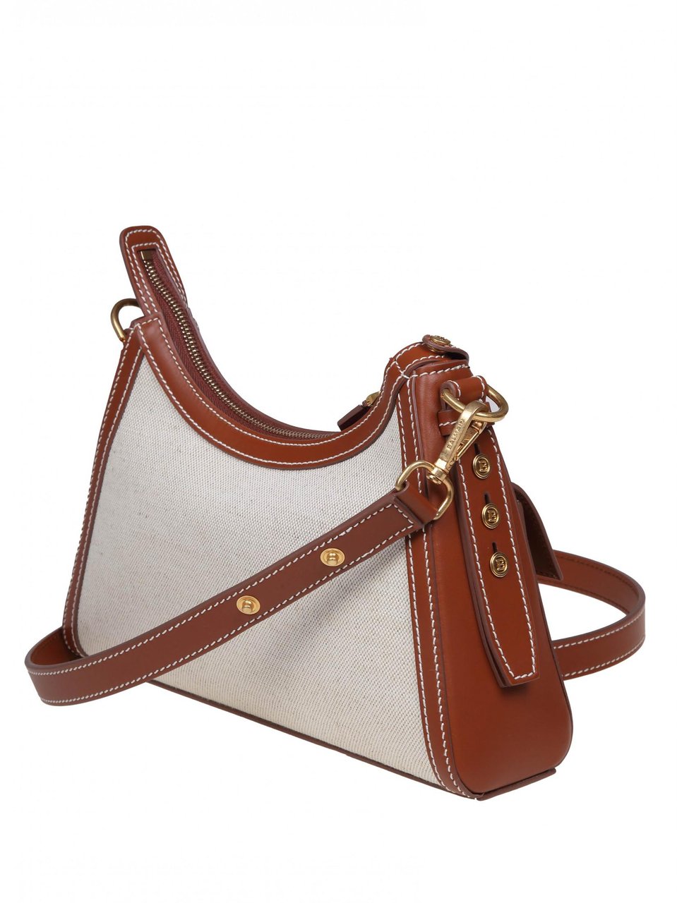 Balmain Balmain b-buzz hobo bag in canvas and leather Neutraal