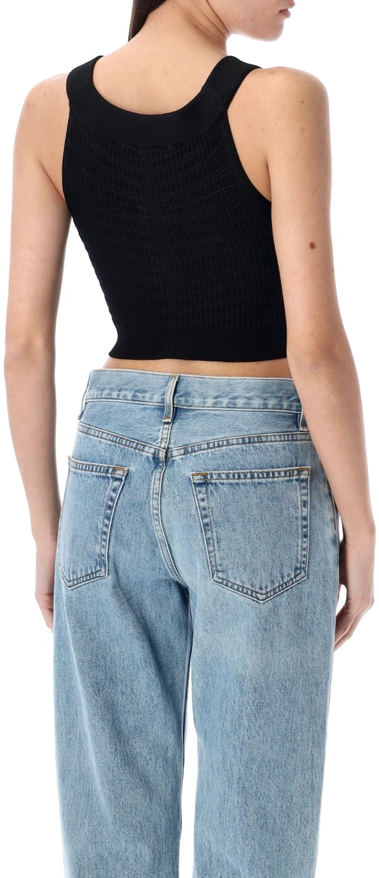 Balmain Buttoned Boatneack Top Nero Zwart