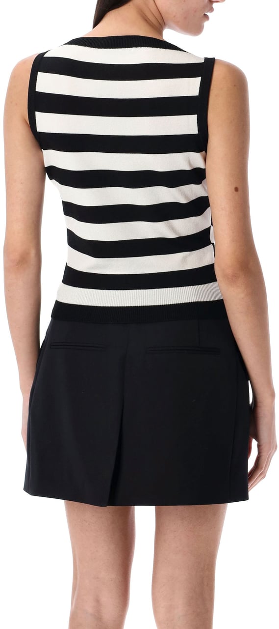 Balmain Knit Marinière top with face motif Zwart