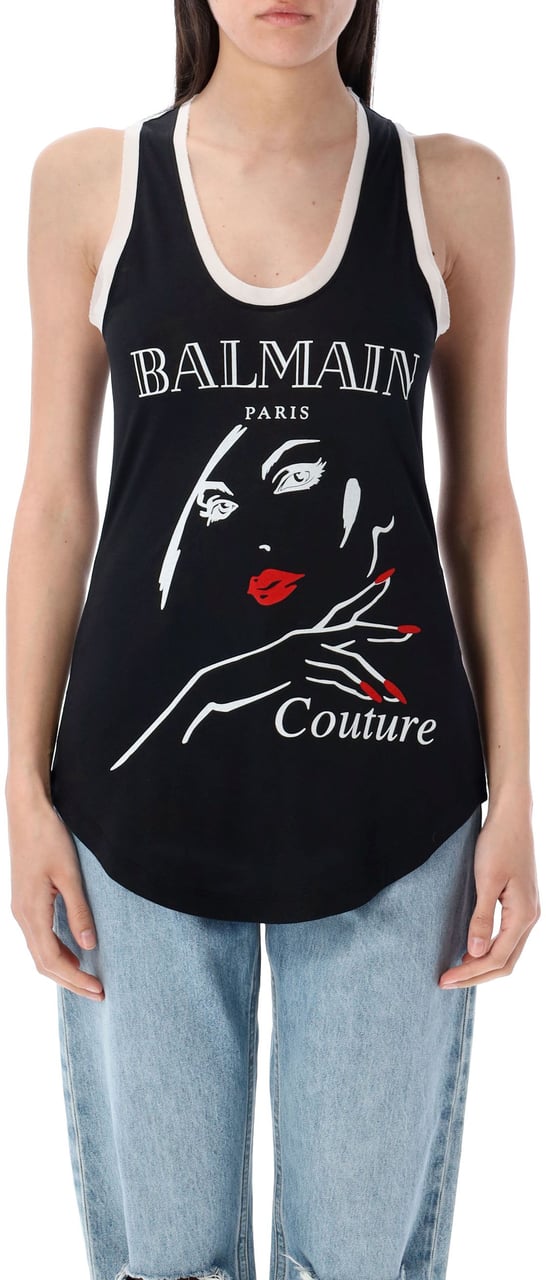 Balmain Woman Print Top Nero Zwart