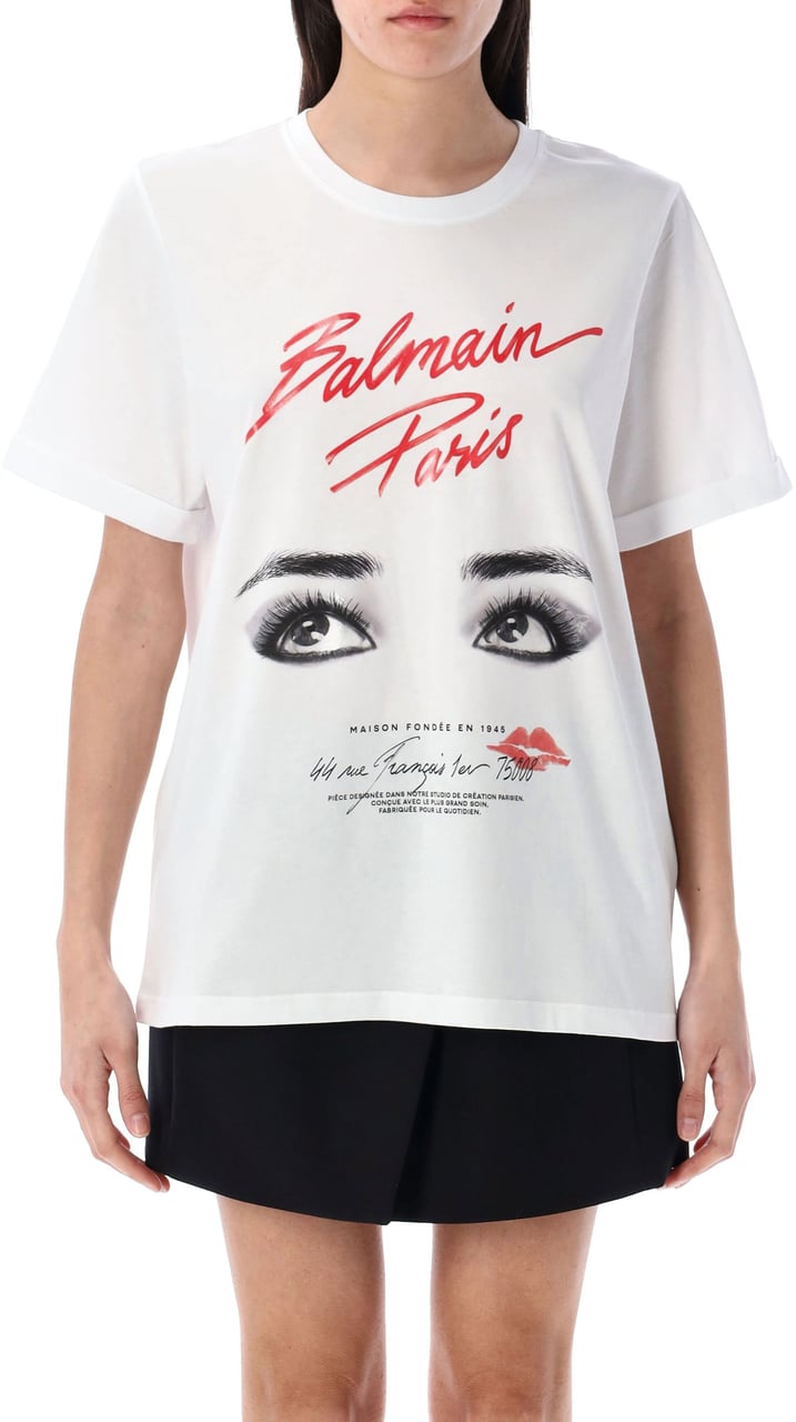 Balmain Eye Print Logo Bianco Wit