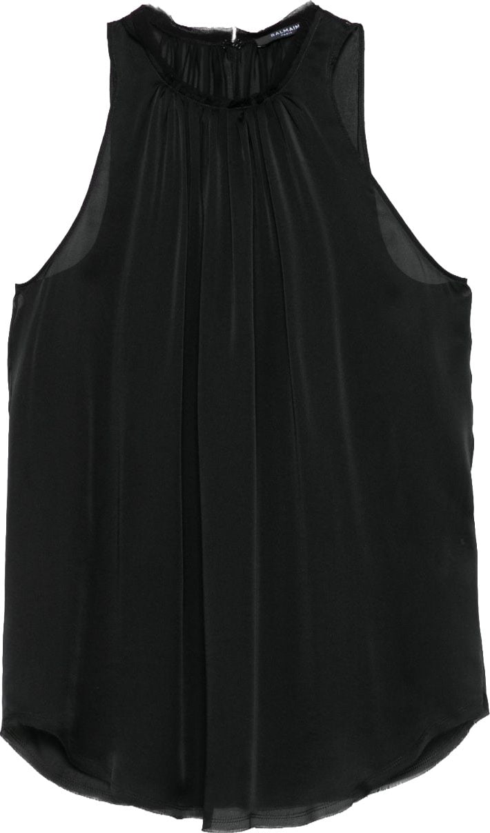Balmain Sleeveless Black Top Zwart